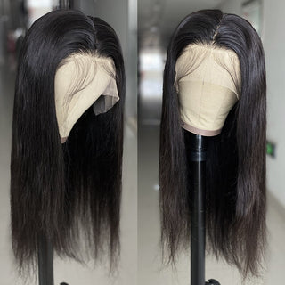 MID Length | 20-24 Inch | 180 Density | Brazilian Silky Straight | Black Human Hair | - Elite Wigs