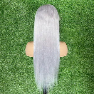 MID Length | 20-24 Inch | 180 Density | Straight Hair | Silver Human Hair | - Elite Wigs