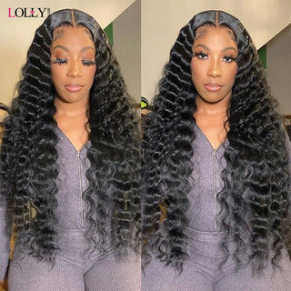MID Length | 20-24 Inch | 250 Density | Loose Deep Wave | Black Human Hair | - Elite Wigs