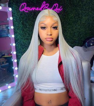 MID Length | 20-24 Inch | 250 Density | Straight Hair | Silver Human Hair | - Elite Wigs