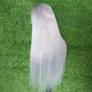 MID Length | 20-24 Inch | 250 Density | Straight Hair | Silver Human Hair | - Elite Wigs