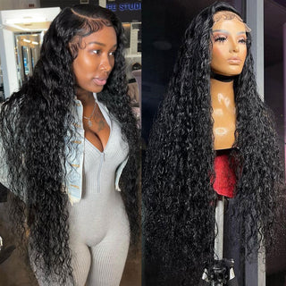 MID Length | 20-24 Inch | 250 Density | Water Waves | Black Human Hair | - Elite Wigs