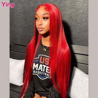 MID Length | 20-26 Inch | 180 Density | Straight Hair | Hot Red Human Hair | - Elite Wigs
