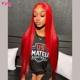 MID Length | 20-26 Inch | 180 Density | Straight Hair | Hot Red Human Hair | - Elite Wigs