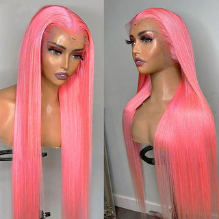 MID Length | 20-26 Inch | 180 Density | Straight Hair | Neon Pink Human Hair | - Elite Wigs