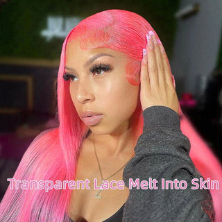 MID Length | 20-26 Inch | 180 Density | Straight Hair | Neon Pink Human Hair | - Elite Wigs