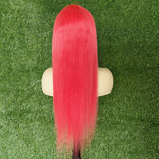 MID Length | 20-26 Inch | 250 Density | Straight Hair | Rose Pink Human Hair | - Elite Wigs