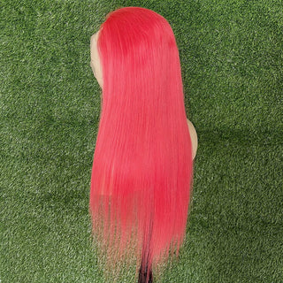 MID Length | 20-26 Inch | 250 Density | Straight Hair | Rose Pink Human Hair | - Elite Wigs