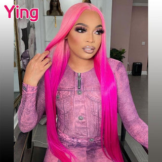 MID Length | 20-26 Inch | Ombre | 180 Density | Straight Hair | Bubblegum Pink to Hot Pink Human Hair | - Elite Wigs