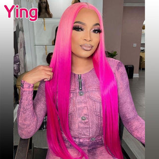 MID Length | 20-26 Inch | Ombre | 180 Density | Straight Hair | Bubblegum Pink to Hot Pink Human Hair | - Elite Wigs
