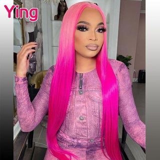 MID Length | 20-26 Inch | Ombre | 180 Density | Straight Hair | Bubblegum Pink to Hot Pink Human Hair | - Elite Wigs