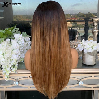 MID Length | 20-26 Inch | Ombre | Glue-less | 180 Density | Straight Hair | Triple Dark Brown Human Hair | - Elite Wigs