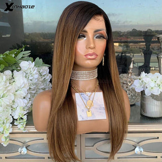 MID Length | 20-26 Inch | Ombre | Glue-less | 180 Density | Straight Hair | Triple Dark Brown Human Hair | - Elite Wigs