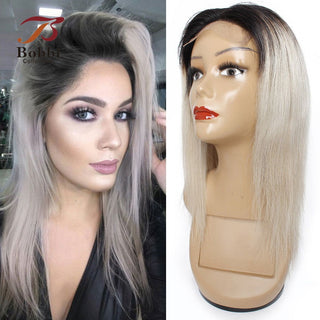 MID Length | 20 Inch | 150 Density |Straight Hair | Ombre | Dark Roots | Light Grey Human Hair | - Elite Wigs