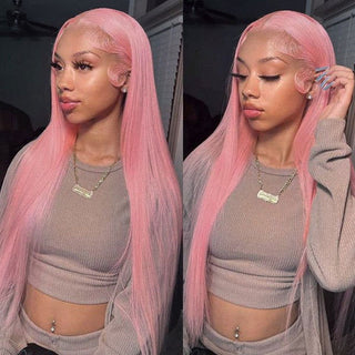 Mid Length | 20-26 Inch | T-Part | 180 Density | Straight Hair | Ash Pastel Pink Human Hair | - Elite Wigs