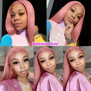 Mid Length | 20-26 Inch | T-Part | 180 Density | Straight Hair | Ash Pastel Pink Human Hair | - Elite Wigs