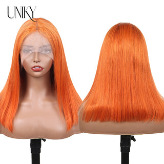 SHOULDER Length | 14-16 Inch | 180 Density | Straight Hair | Orange Human Hair |