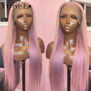 SHOULDER Length | 14-16 Inch | Two tone | 180 Density | Straight Hair | Light Pink & Purple Human Hair |