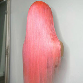 SHOULDER Length | 16 Inch | 180 Density | Straight Hair | Neon Pink Human Hair |