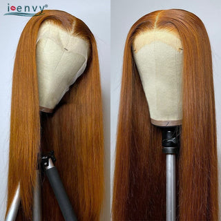 SHOULDER Length | 14-16 Inch | T-Part | 180 Density | Straight Hair | Golden Blonde Ginger Human Hair |