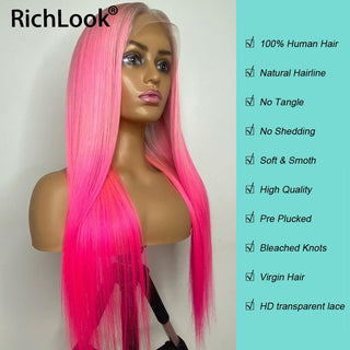 SHOULDER Length | 14-16 Inch | Ombre | 180 Density | Straight Hair | Platinum Blond to Hot Pink Human Hair |