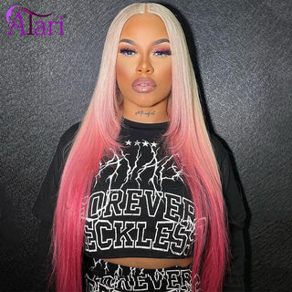 SHOULDER Length | 14-16 Inch | Ombre | 180 Density | Straight Hair | Blonde & Pink Human Hair |