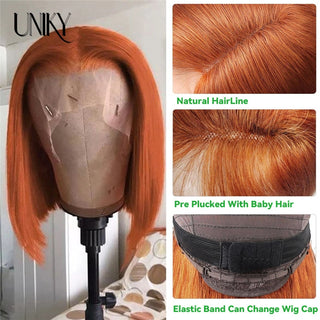 SHOULDER Length | 14-16 Inch | 180 Density | Straight Hair | Orange Human Hair |