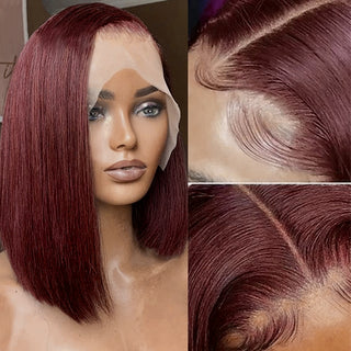 SHOULDER Length | 14-16 Inch | 180 Density | Straight Hair | Burgundy Red Human Hair |