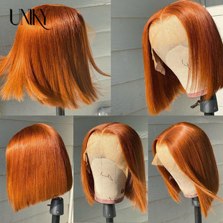 SHOULDER Length | 14-16 Inch | 180 Density | Straight Hair | Orange Human Hair |