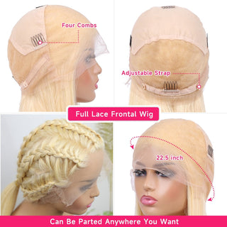 SHORTER Length | 8-24 Inch | 180 Density | 360 Lace | Ponytail Wig | Straight Hair | 613 Blonde Human Hair |