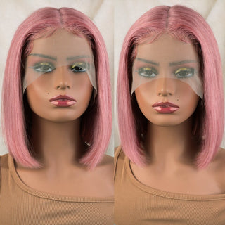 SHOULDER Length | 14 Inch | T-Part | 180 Density | Straight Hair | Ash Pastel Pink Human Hair |