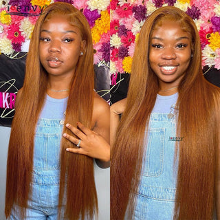 MID Length | 20-26 Inch | T-Part | 180 Density | Straight Hair | Golden Blonde Ginger Human Hair |