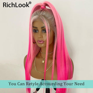 SHOULDER Length | 14-16 Inch | Ombre | 180 Density | Straight Hair | Platinum Blond to Hot Pink Human Hair |