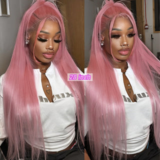 SHOULDER Length | 14-16 Inch | T-Part | 180 Density | Straight Hair | Rose Gold Pink Human Hair |