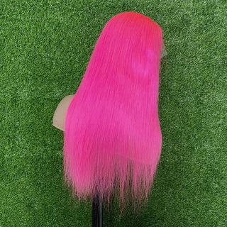 SHOULDER Length | 14-16 Inch | 180 Density | Straight Hair | Hot Pink Human Hair |