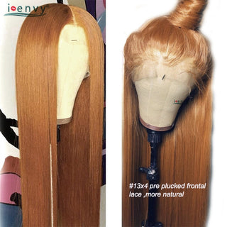 SHOULDER Length | 14-16 Inch | T-Part | 180 Density | Straight Hair | Brown Orange Human Hair |