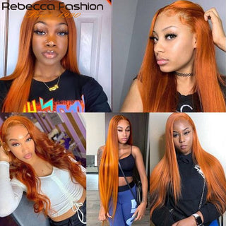 SHOULDER Length | 14-16 Inch | Glue-less | T-Part | 180 Density | Straight Hair | Orange Human Hair |