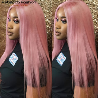 SHOULDER Length | 14-16 Inch | T-Part | 180 Density | Straight Hair | Rose Gold Pink Human Hair |