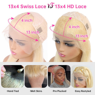 SHORTER Length | 8-24 Inch | 180 Density | 360 Lace | Ponytail Wig | Straight Hair | 613 Blonde Human Hair |