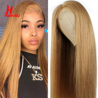 SHOULDER Length | 14-16 Inch | T-Part | Highlights | 180 Density | Straight Hair | Honey Blonde Human Hair |