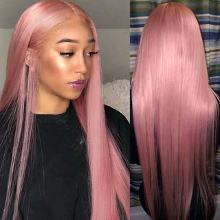 SHOULDER Length | 14-16 Inch | T-Part | 180 Density | Straight Hair | Ash Pastel Pink Human Hair |