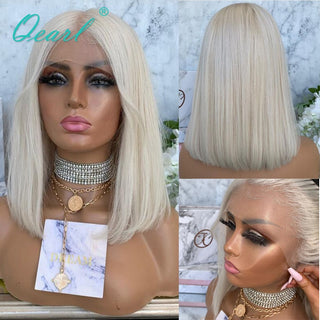 SHOULDER Length | 14 - 16 Inch | T-Part Lace | 180 Density | Straight Hair | Platinum Blonde Human Hair |