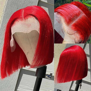 SHOULDER Length | 14-16 Inch | 180 Density | Straight Hair | Hot Red Human Hair |