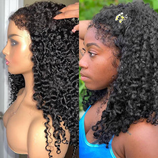 SHOULDER Length | 14-16 Inch | 250 Density | Curly Deep | Curly Baby Hair | Ultra Thick | Black Human Hair |