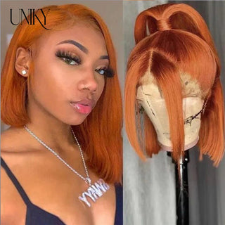 SHOULDER Length | 14-16 Inch | 180 Density | Straight Hair | Orange Human Hair |